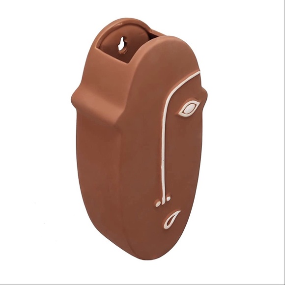 Set of 3 Boho Wall Mounted Abstract Face Planters - Picture 5 of 6